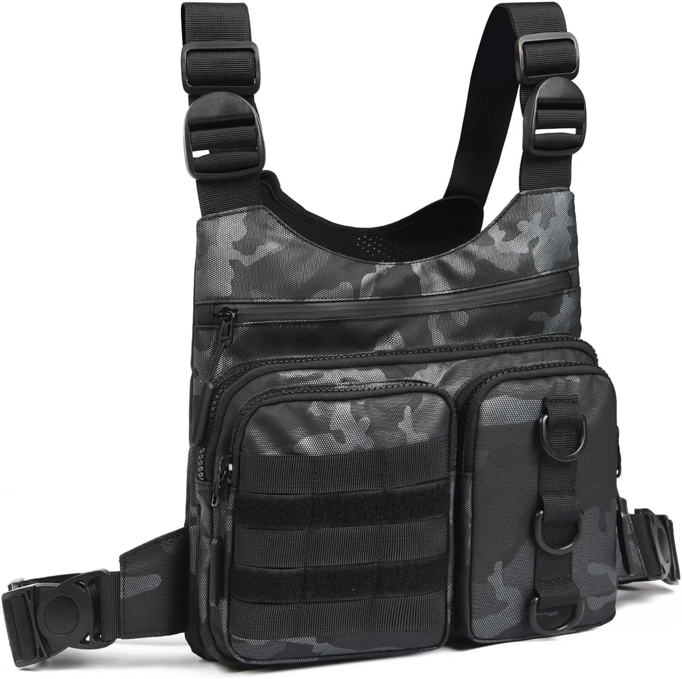 Outdoor Chest Bag for Men, Lightweight Running Vest with Water Bottle Pocket, EDC Chest Pack for Hiking, Cycling