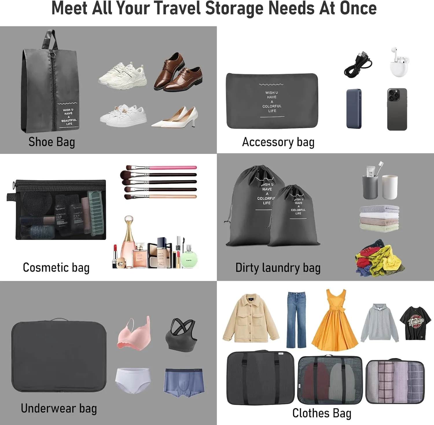 Packing Cubes - 10 Set Luggage Organizer Bags for Family, Mesh Breathable Travel Packing Cubes for Suitcases, Durable Travel Essentials Bags Set