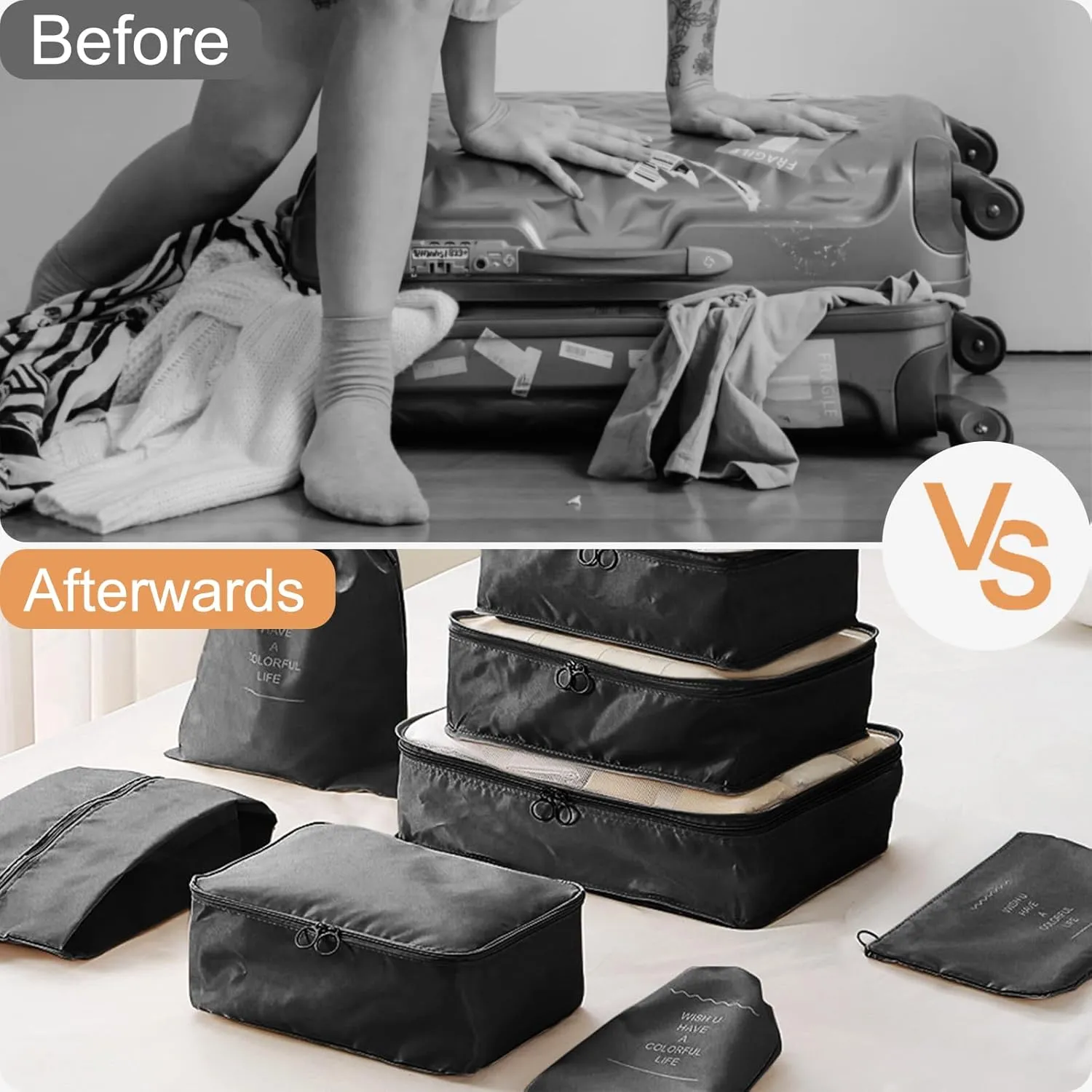 Packing Cubes - 10 Set Luggage Organizer Bags for Family, Mesh Breathable Travel Packing Cubes for Suitcases, Durable Travel Essentials Bags Set
