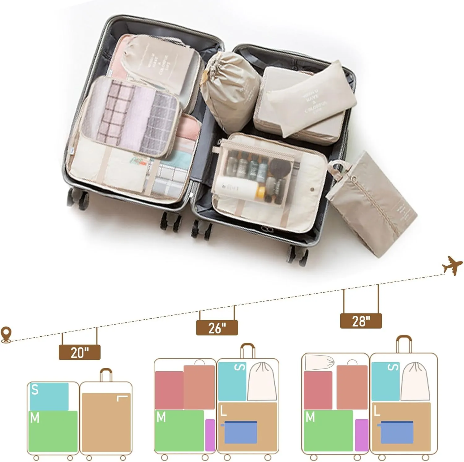 Packing Cubes - 10 Set Luggage Organizer Bags for Family, Mesh Breathable Travel Packing Cubes for Suitcases, Durable Travel Essentials Bags Set