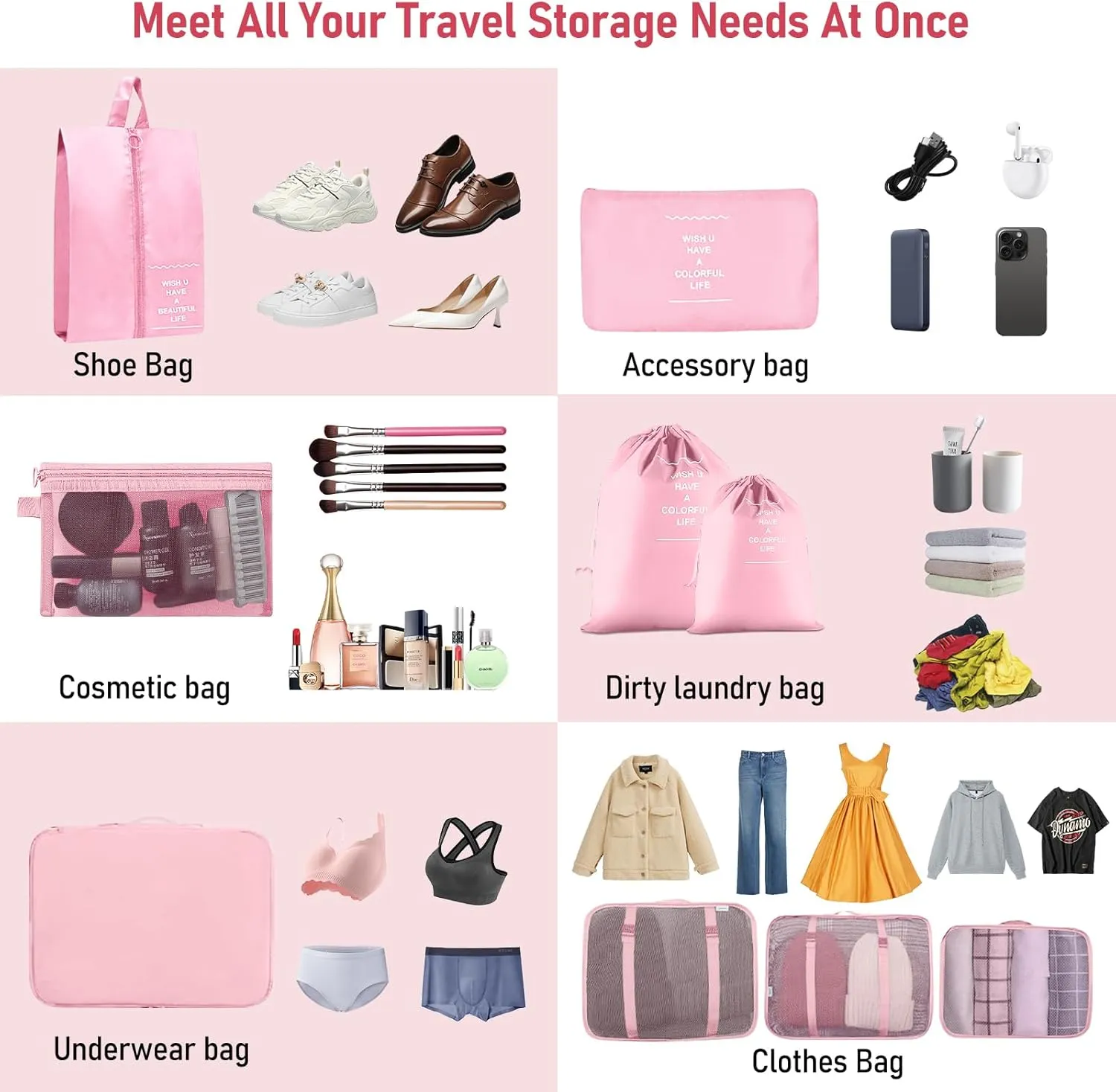 Packing Cubes for Travel - 10 Set Luggage Organizer Bags for Family, Mesh Breathable Travel Packing Cubes for Suitcases Durable Essentials Bags Set