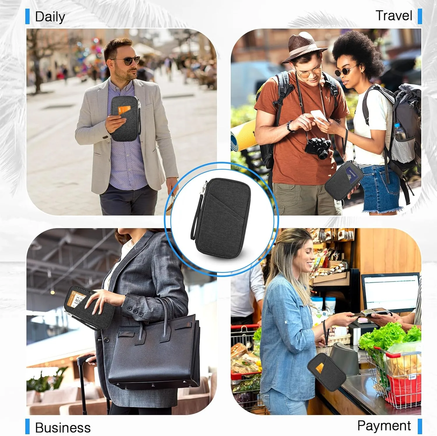 Passport Holder Family, Women RFID Blocking Passport Wallet, Travel Essentials Premium Wallets, Waterproof Passport Holders Bag for Men Traveling, Travel Document Organizer Credit Cards Case