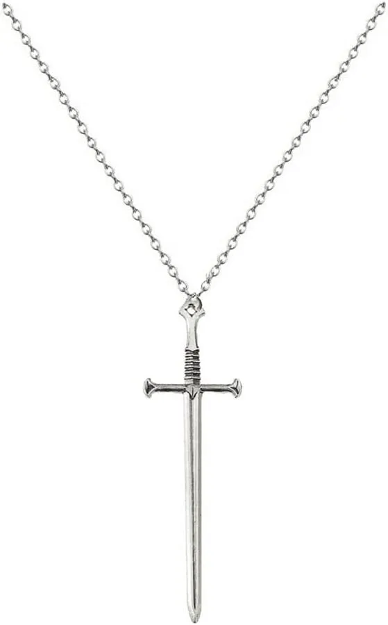 Punk Sword Cross Pendant Necklace Retro Gothic Long Dagger Knife Necklace Hip Hop Jewlry for Men Women