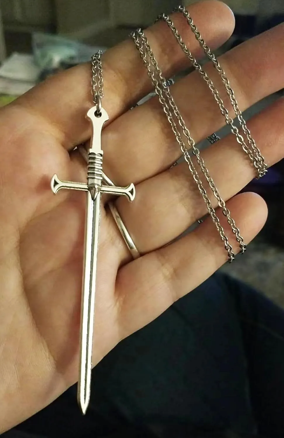 Punk Sword Cross Pendant Necklace Retro Gothic Long Dagger Knife Necklace Hip Hop Jewlry for Men Women