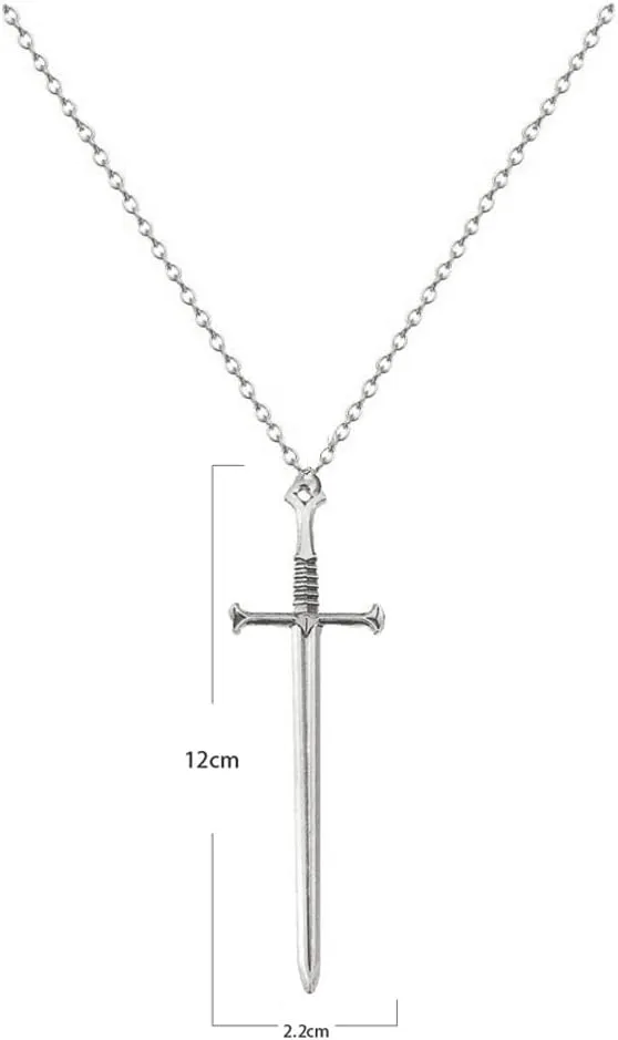 Punk Sword Cross Pendant Necklace Retro Gothic Long Dagger Knife Necklace Hip Hop Jewlry for Men Women