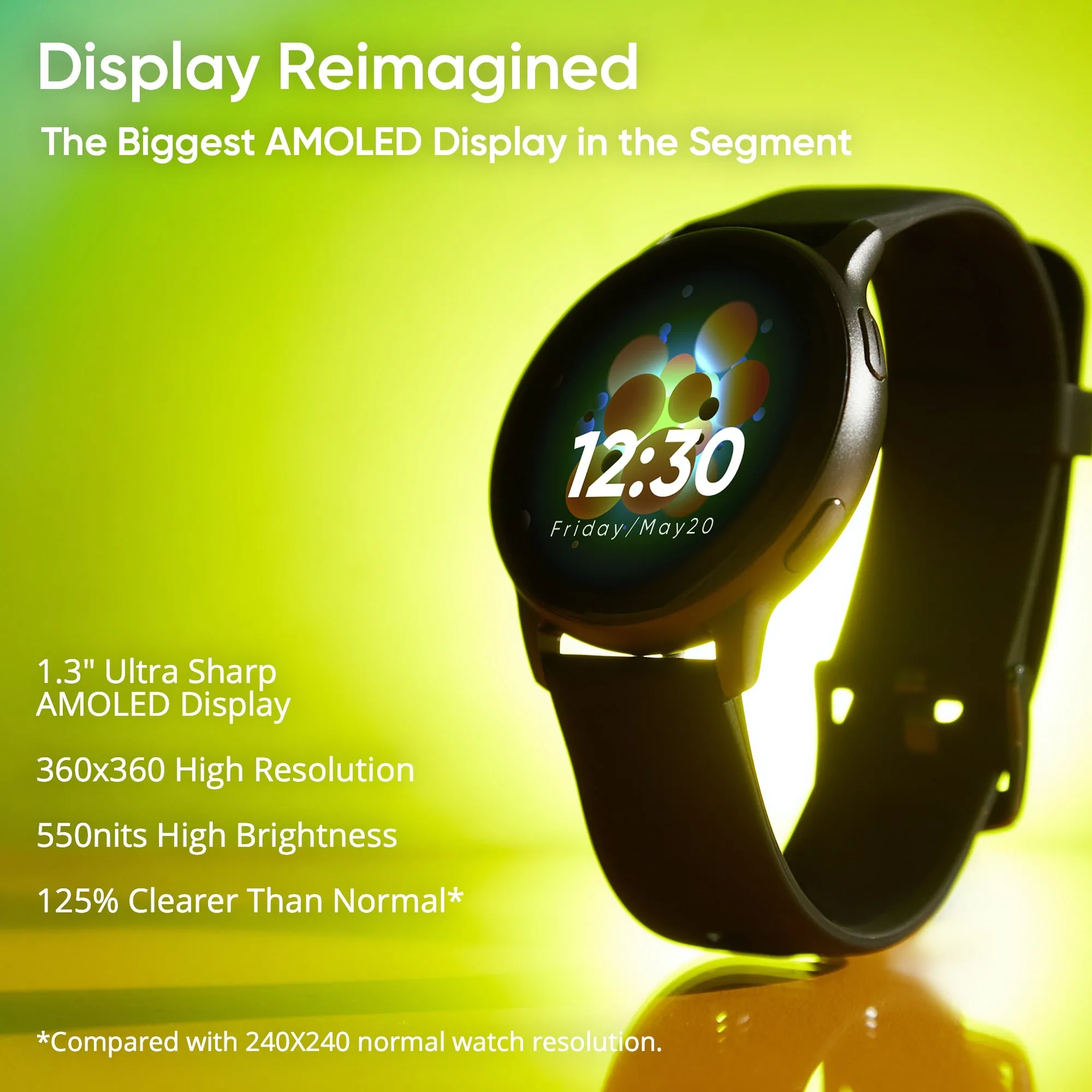 realme Techlife DIZO Watch R Smart Watch 360*360 AMOLED Display Waterproof Fitness Tracker Sport Smartwatch Women Men