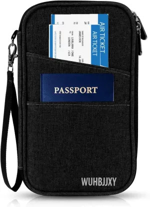 RFID Family Passport Holder, Travel Wallet, Travel Document Organizer, Passport BagCheap,Multifunctional.(Black)