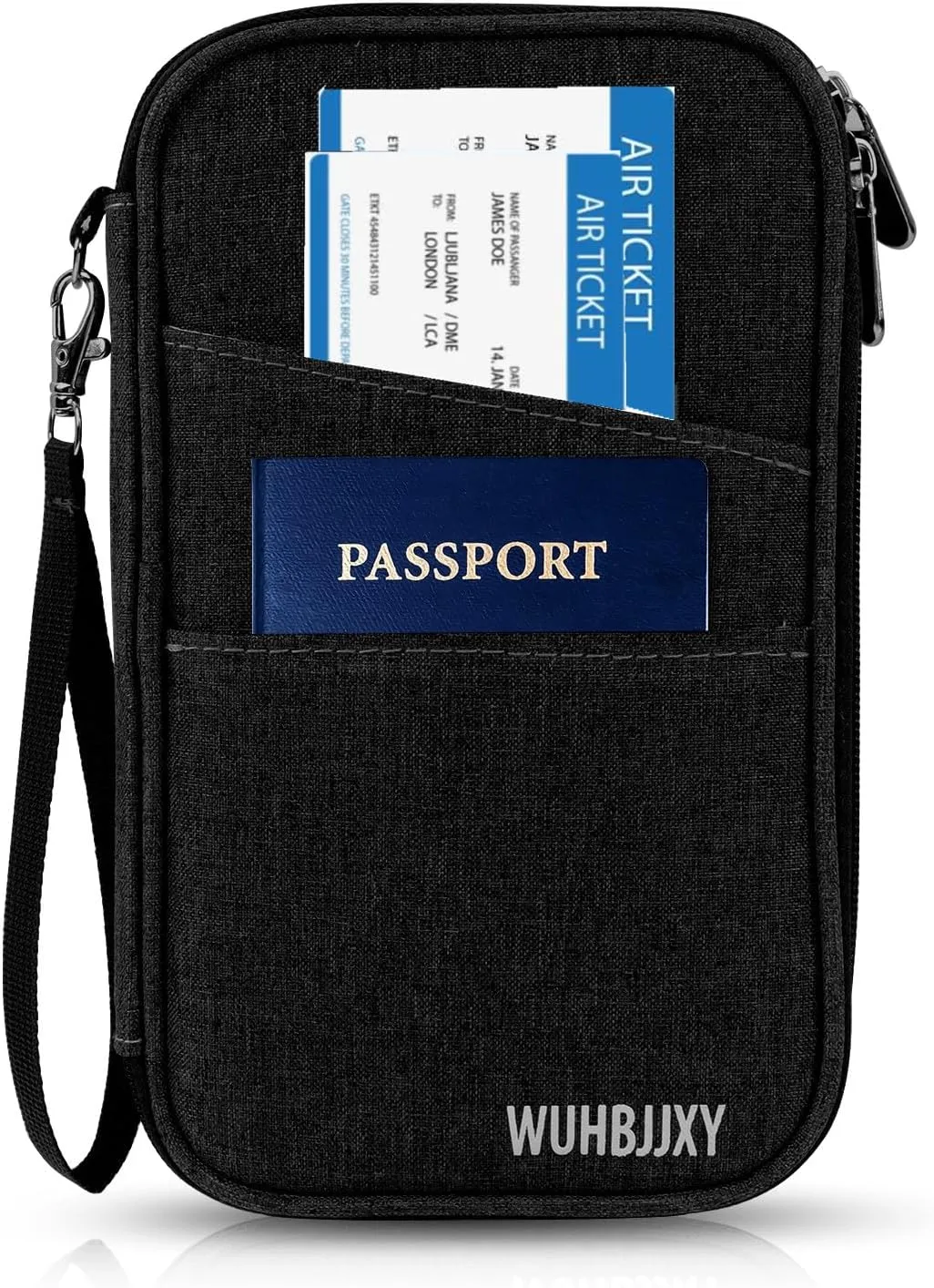 RFID Family Passport Holder, Travel Wallet, Travel Document Organizer, Passport BagCheap,Multifunctional.(Black)