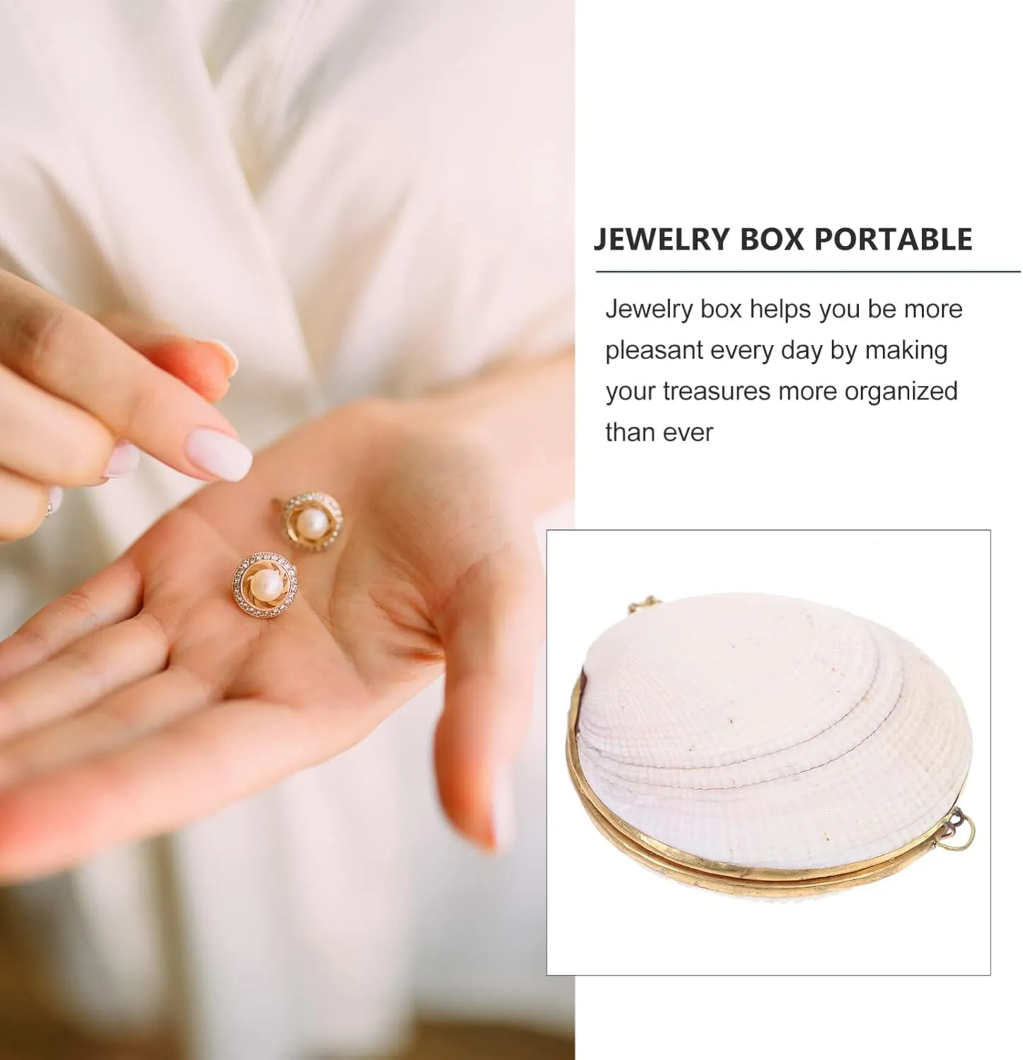 Seashell Trinket Box 7-8cm Decorative Hinged Jewelry Trinket Box Natural Shell Jewelry Box Home Decor for Women Girls (Pink)
