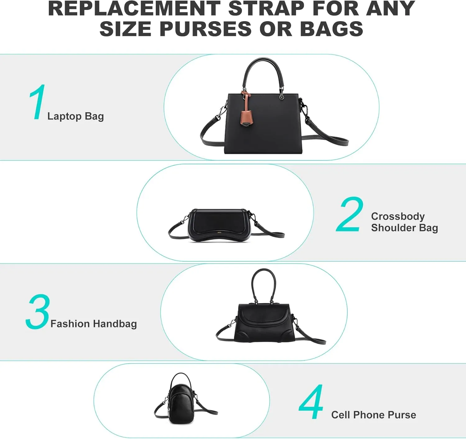 SEAVILIA Genuine Leather Purse Strap Replacement Crossbody Adjustable Long Thin Handmade Shoulder Handbags Strap