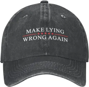 Sefgaen Make Lying Wrong Again Hat for Men Dad Hats Funny Hats