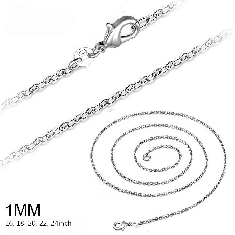 Silver 1mm Link Chain Necklaces For Women