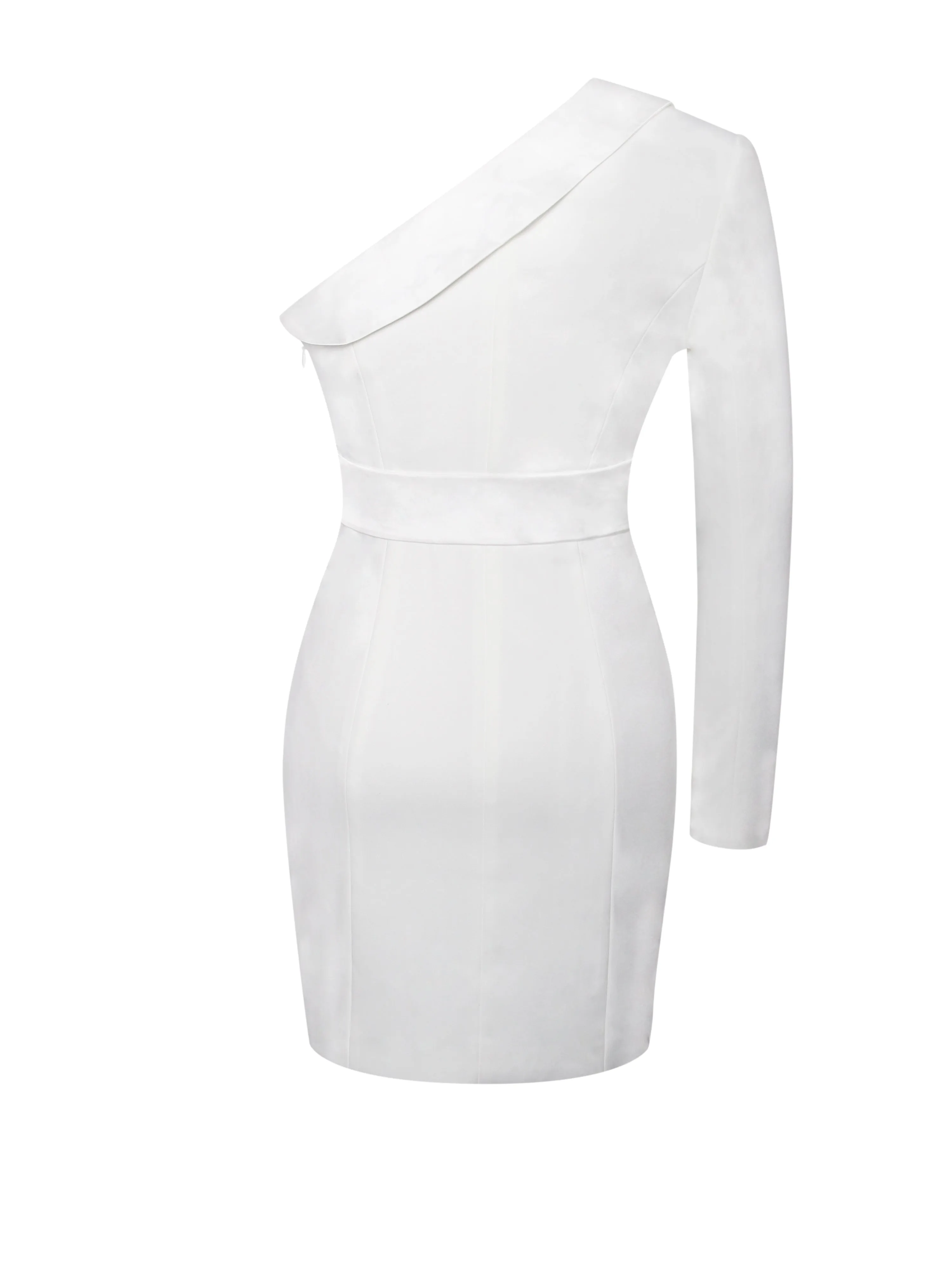 Silver Night White Sequin Crepe Tuxedo Blazer Dress