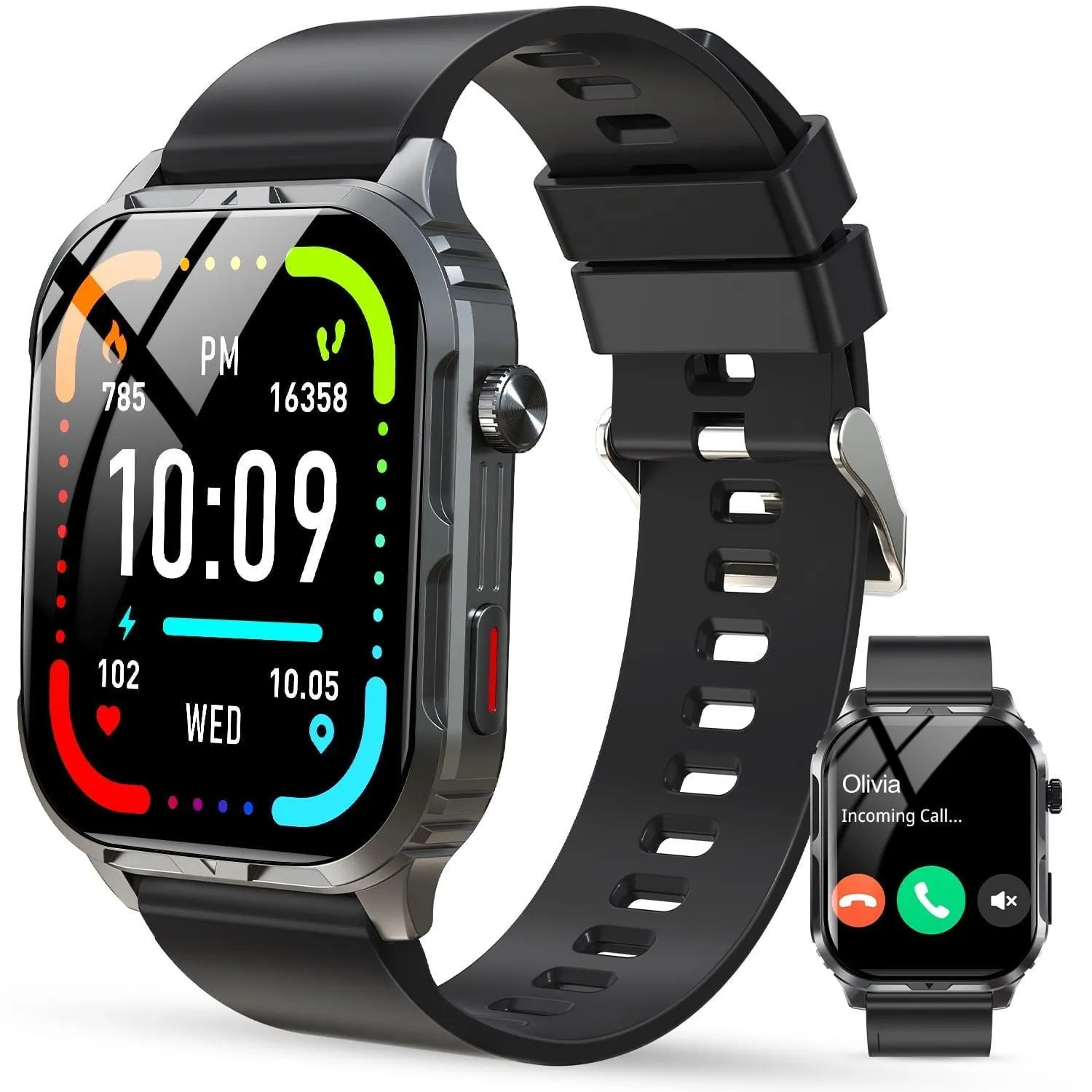 Smart Watch for Android and iPhone, H5 IP68 Waterproof Smartwatch for Women Men , Smart Watch with Bluetooth Call(Answer/Make Calls), Black