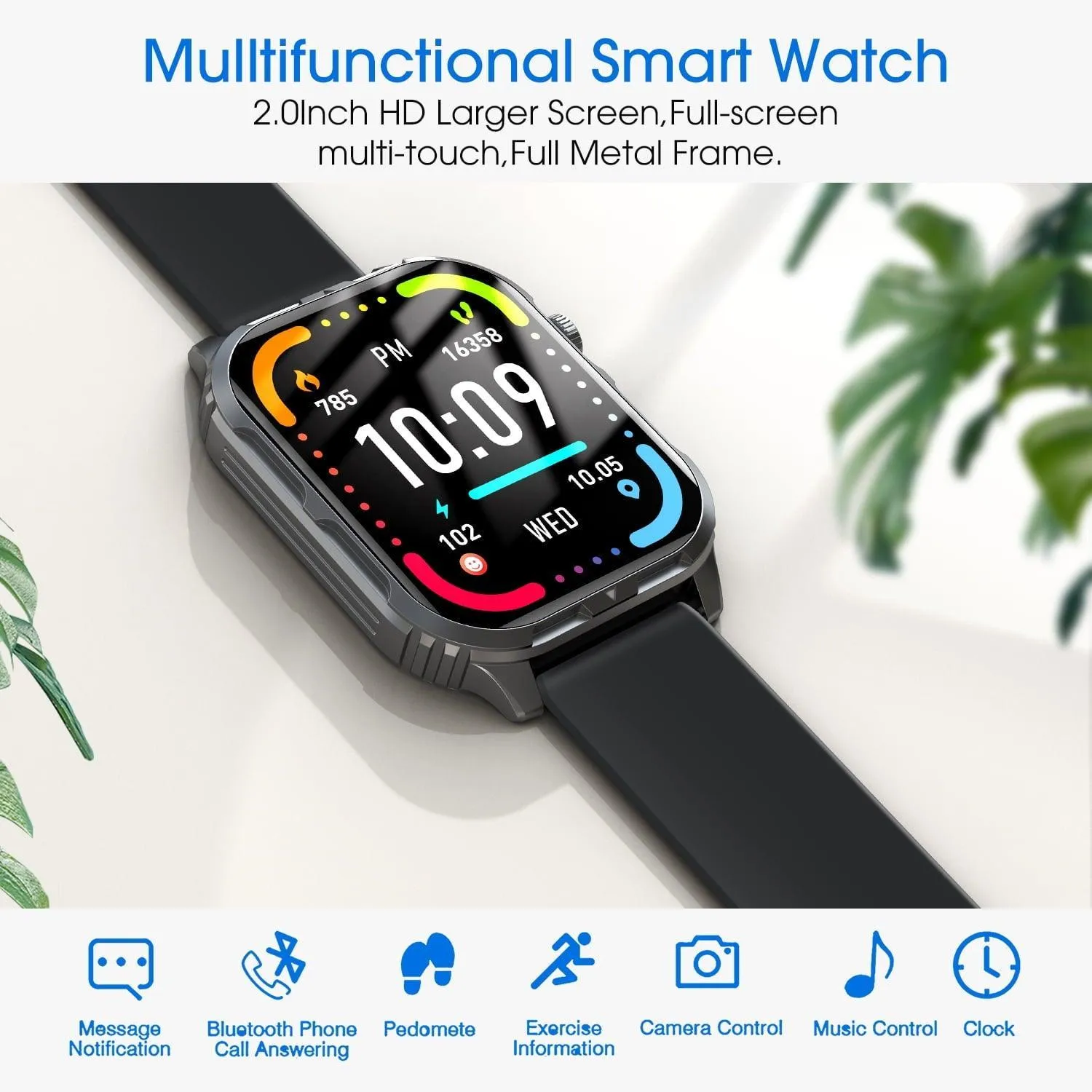 Smart Watch for Android and iPhone, H5 IP68 Waterproof Smartwatch for Women Men , Smart Watch with Bluetooth Call(Answer/Make Calls), Black