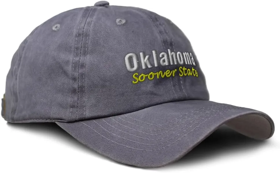 Soft Washed Baseball Cap Oklahoma Sooner State Cotton Dad Hats for Men & Women