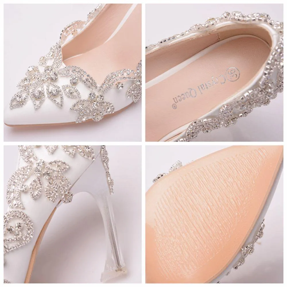 Soulmates Bridal Shop / Faux Crystal White Lace Formal Shoes / Wedding