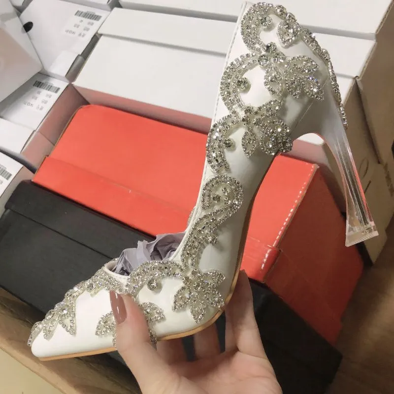 Soulmates Bridal Shop / Faux Crystal White Lace Formal Shoes / Wedding