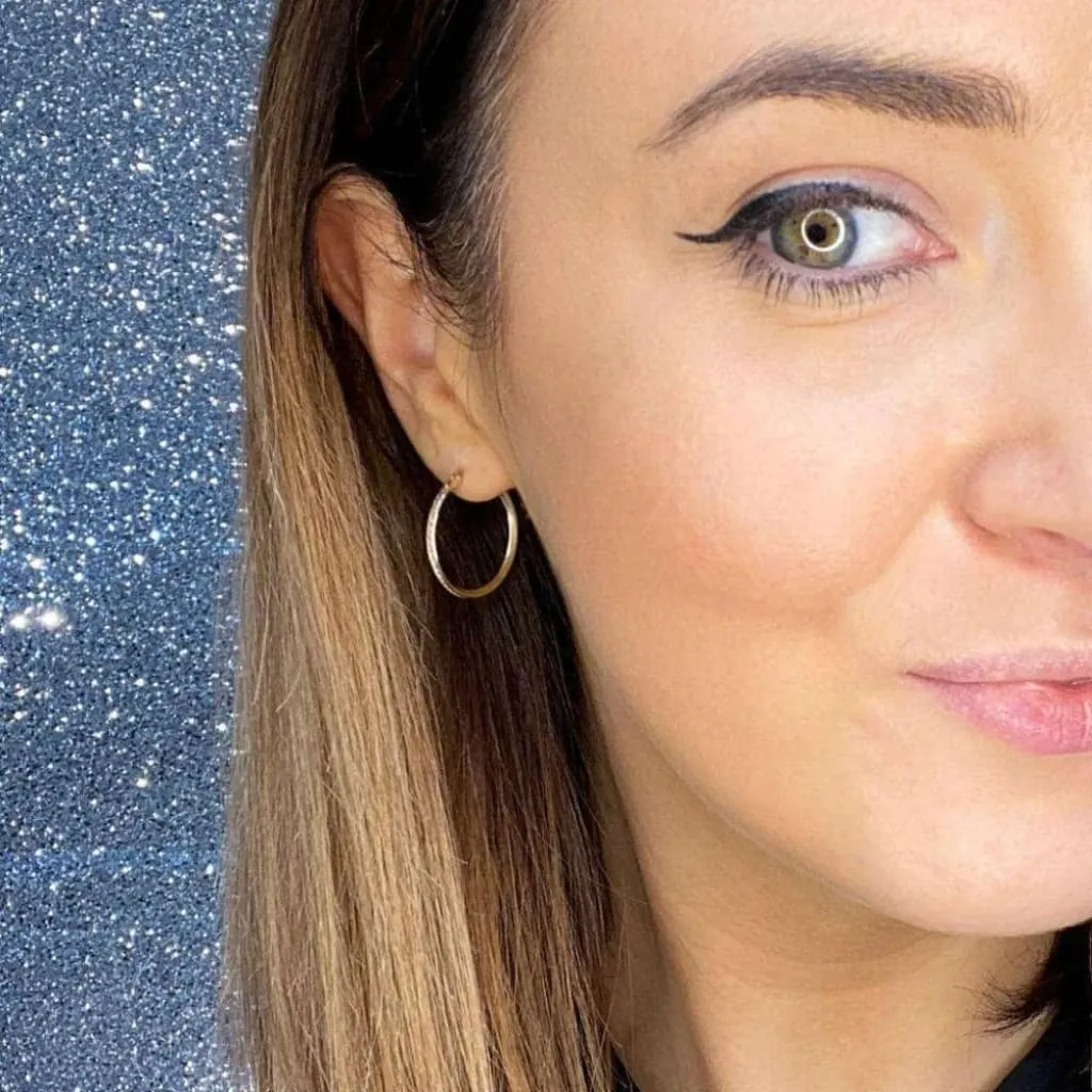 Sparkle Hoop Earrings - 21mm | 9ct Gold