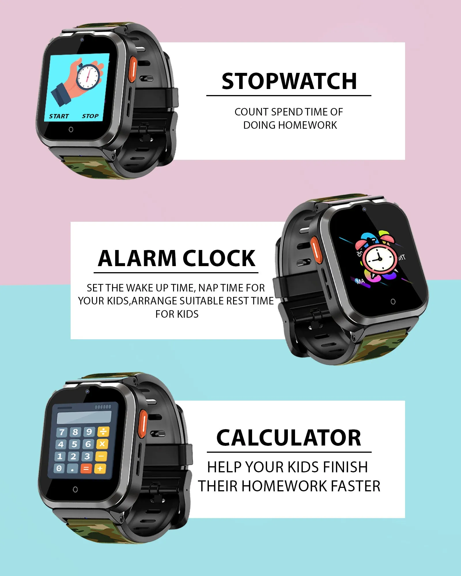 Spiky Cyclops 4g Video & Voice Calling Dewatering Waterproof Kids Smartwatch - Black