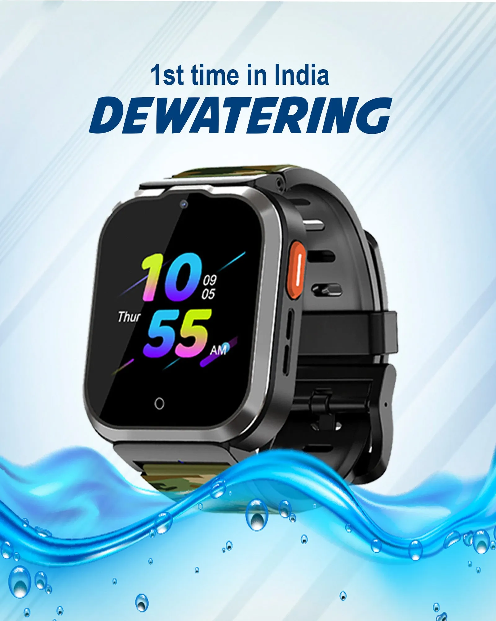Spiky Cyclops 4g Video & Voice Calling Dewatering Waterproof Kids Smartwatch - Black
