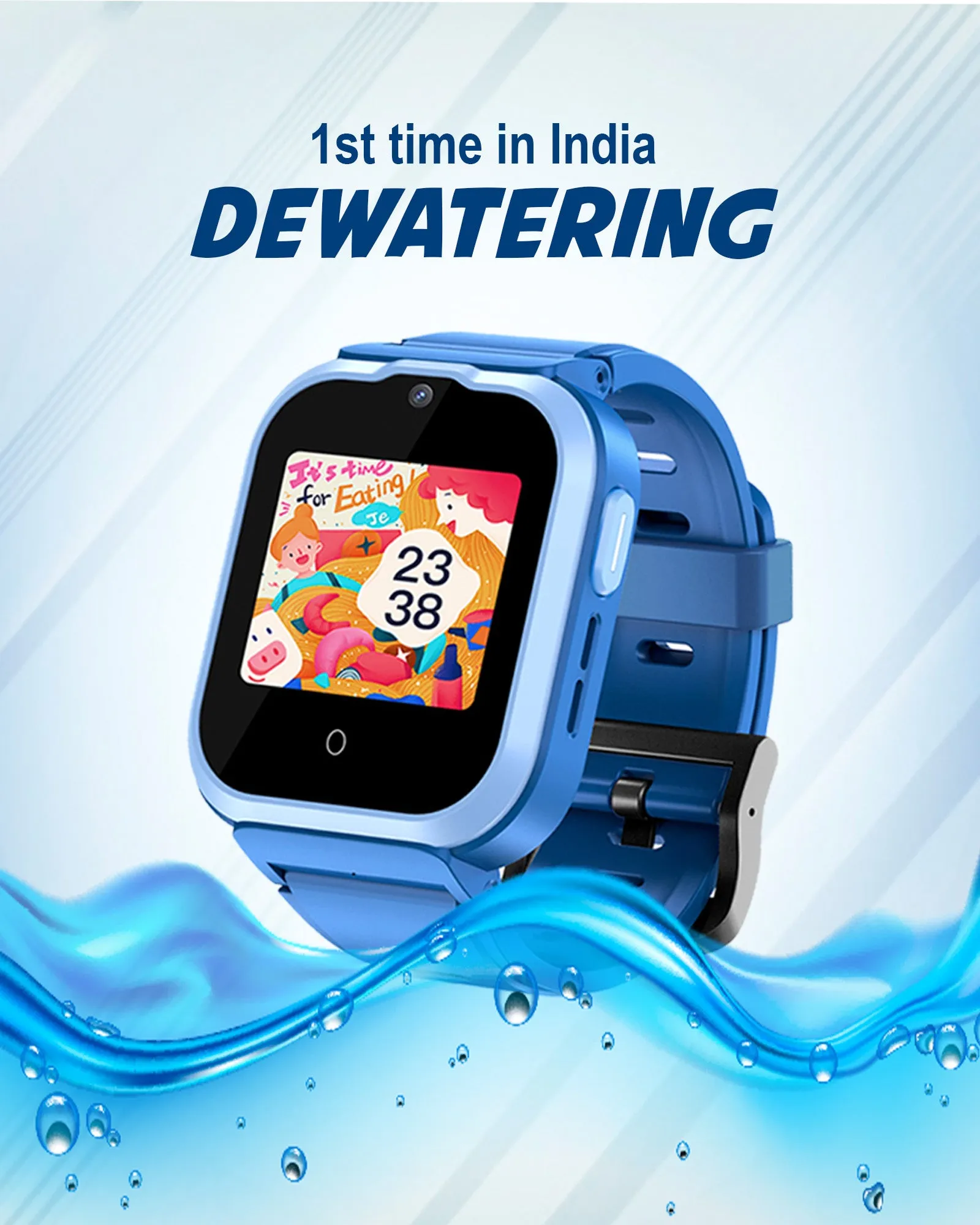 Spiky Cyclops 4g Video & Voice Calling Dewatering Waterproof Kids Smartwatch - Black