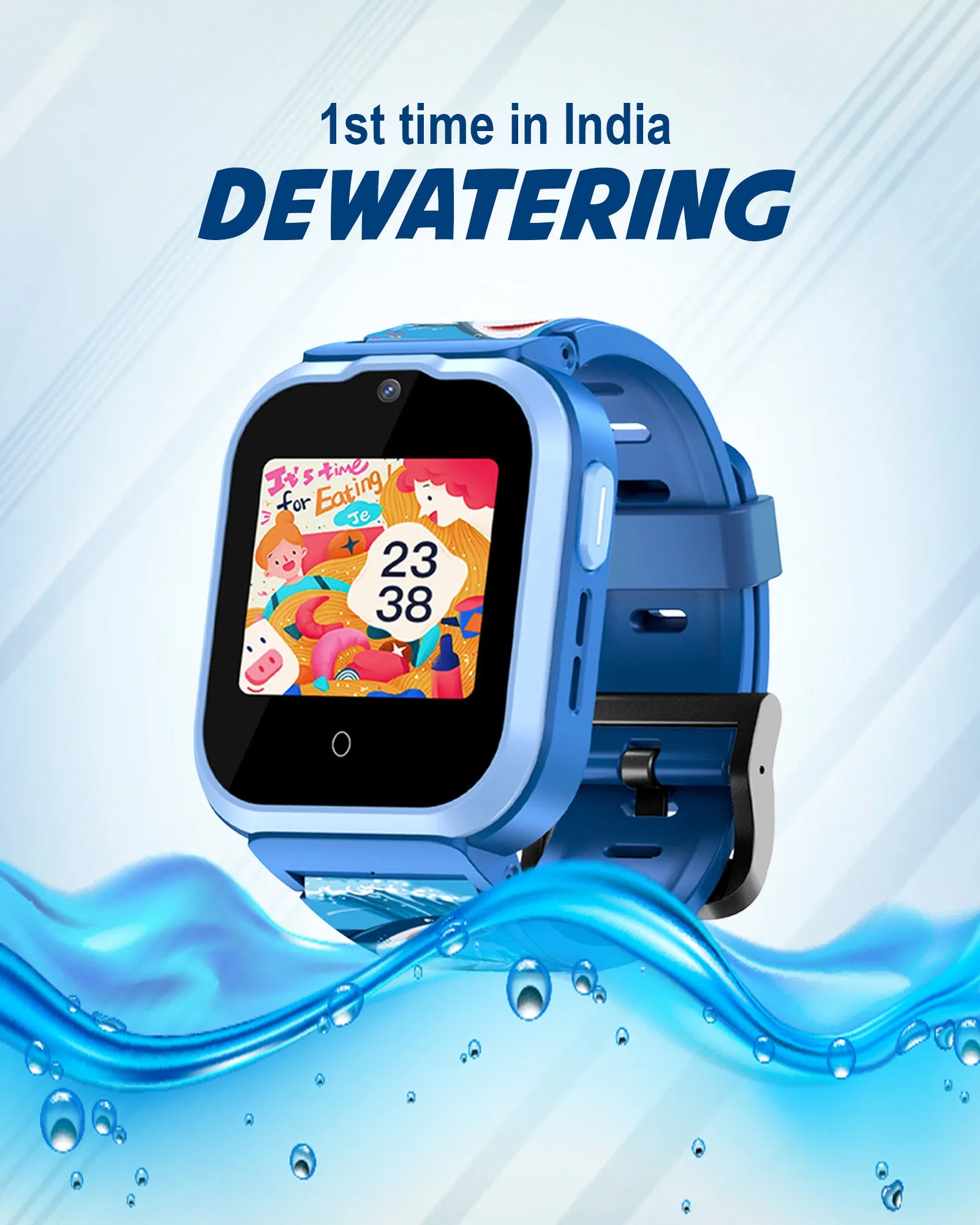 Spiky Cyclops 4g Video & Voice Calling Dewatering Waterproof Kids Smartwatch - Black