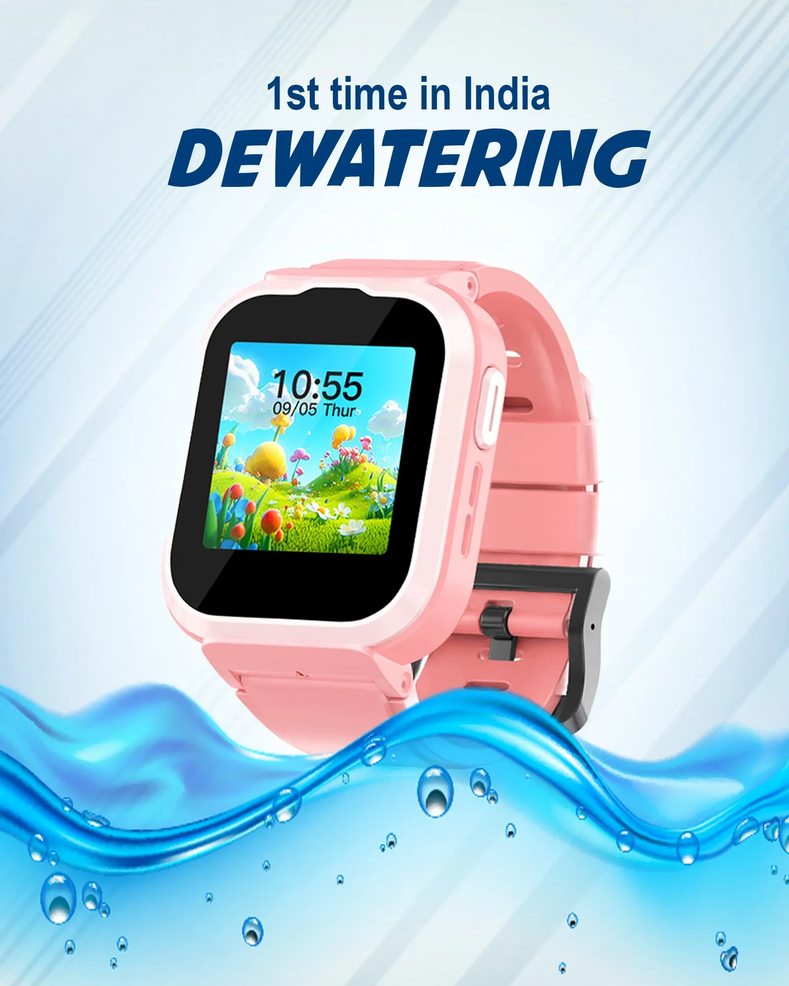Spiky Cyclops 4g Video & Voice Calling Dewatering Waterproof Kids Smartwatch - Black