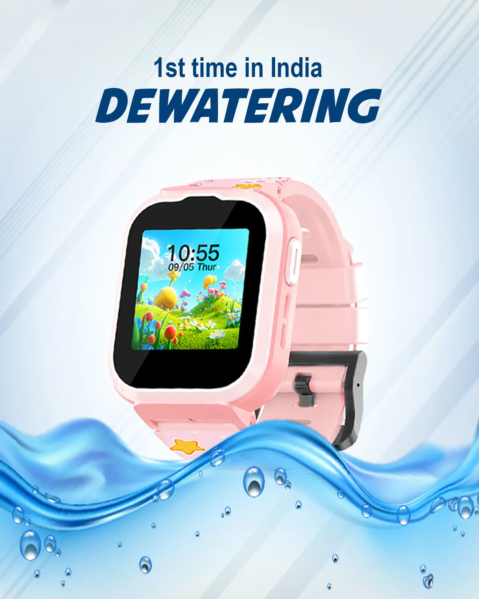 Spiky Cyclops 4g Video & Voice Calling Dewatering Waterproof Kids Smartwatch - Black