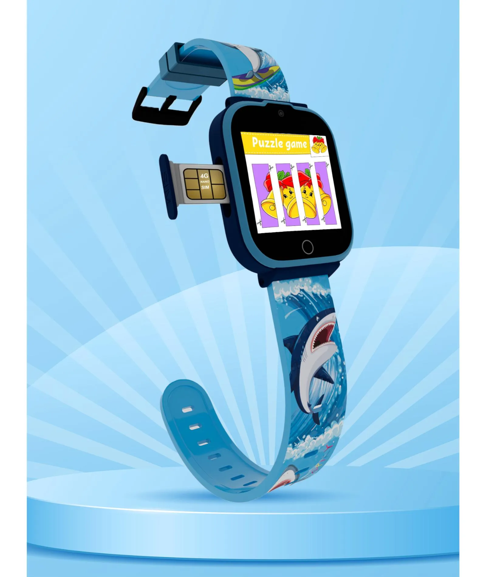 Spiky Cyclops 4g Video & Voice Calling Dewatering Waterproof Kids Smartwatch - Black
