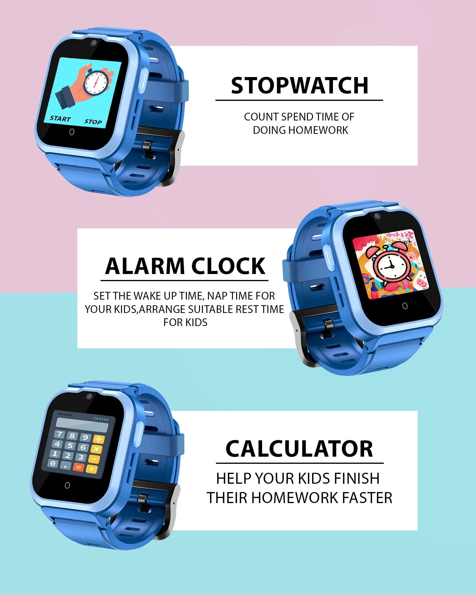 Spiky Cyclops 4g Video & Voice Calling Dewatering Waterproof Kids Smartwatch - Black