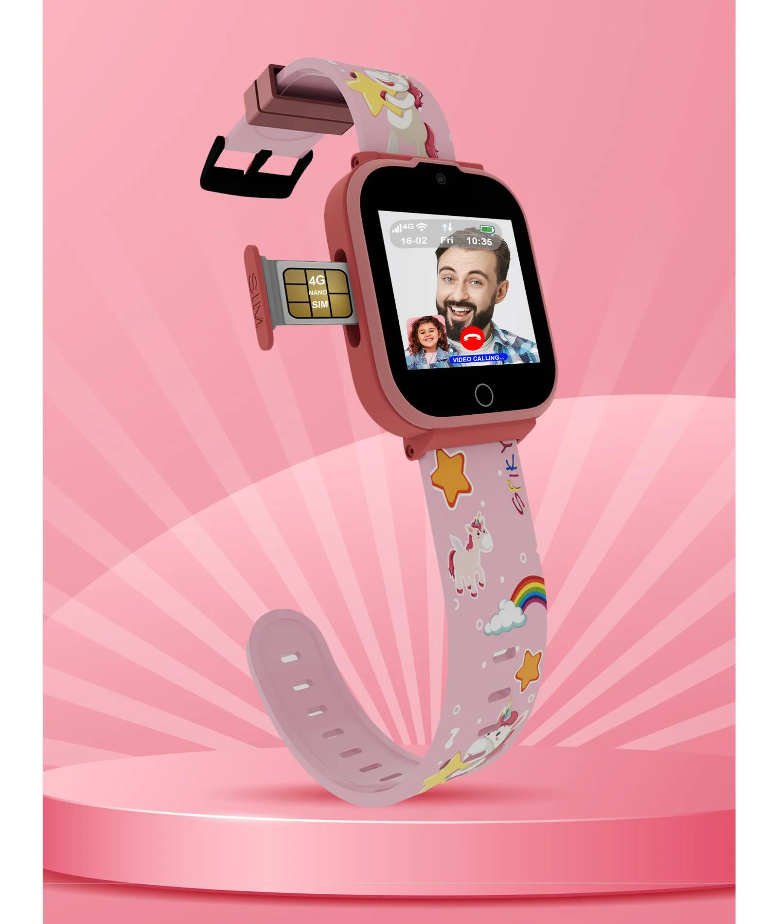 Spiky Cyclops 4g Video & Voice Calling Dewatering Waterproof Kids Smartwatch - Black
