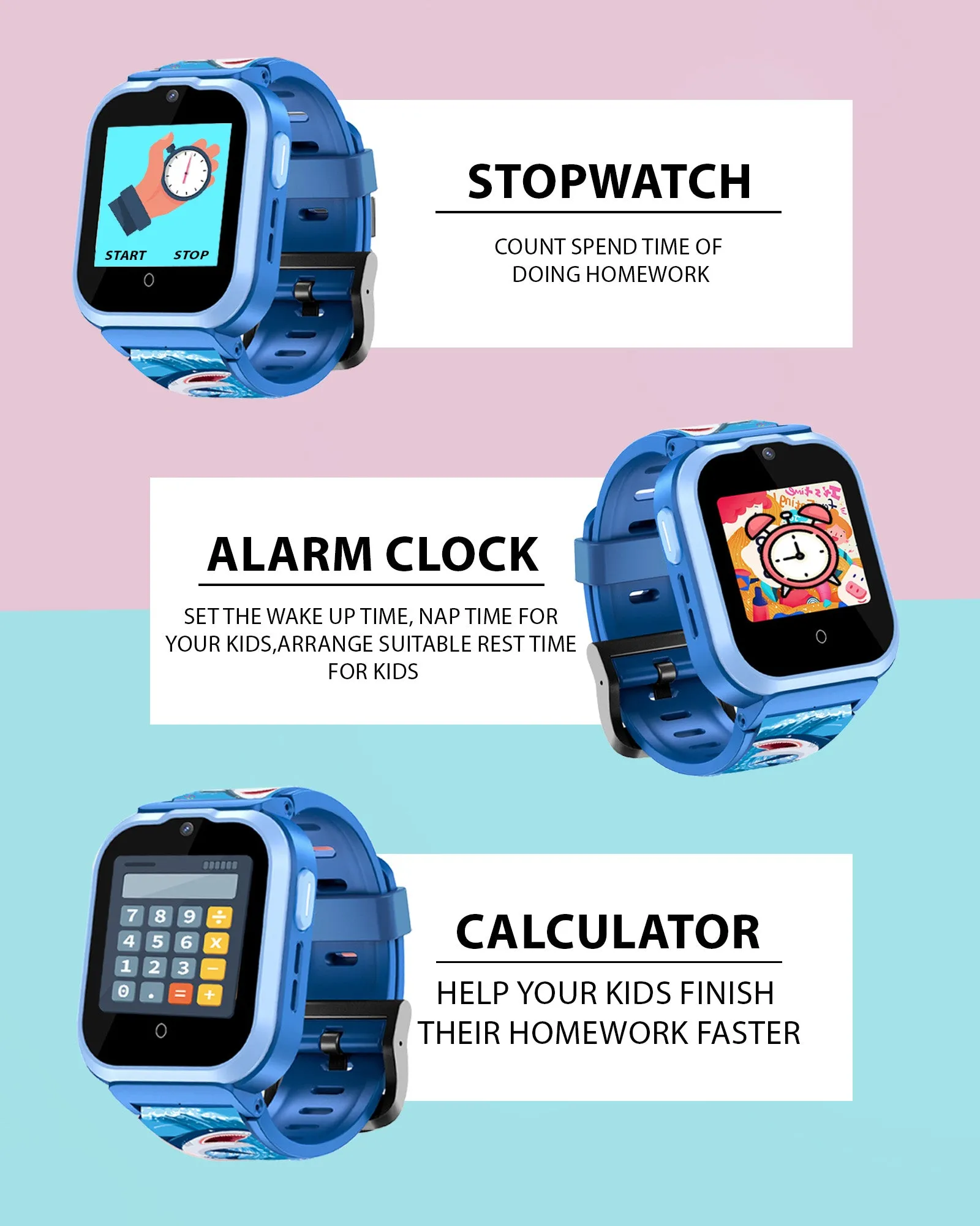 Spiky Cyclops 4g Video & Voice Calling Dewatering Waterproof Kids Smartwatch - Black