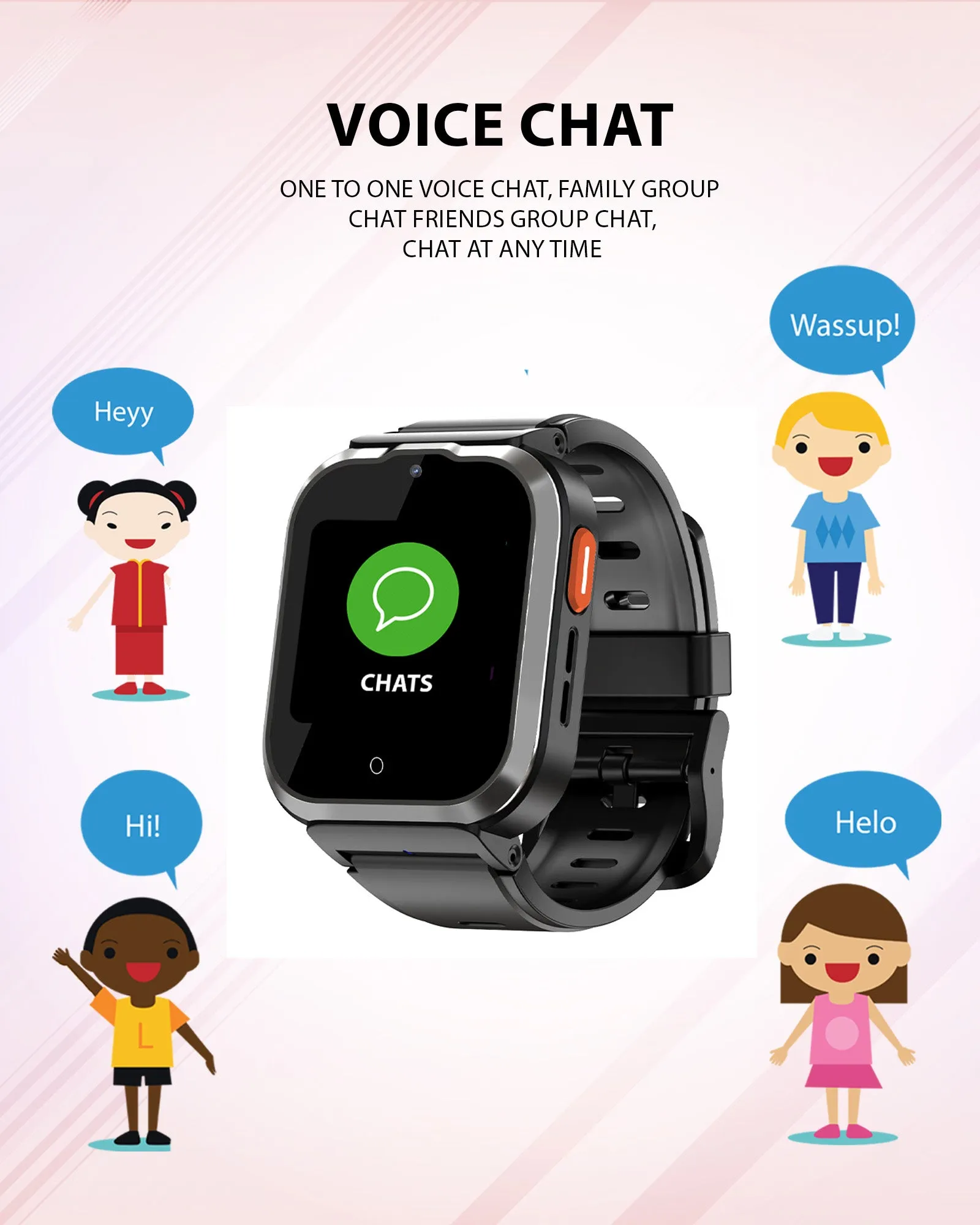 Spiky Cyclops 4g Video & Voice Calling Dewatering Waterproof Kids Smartwatch - Black