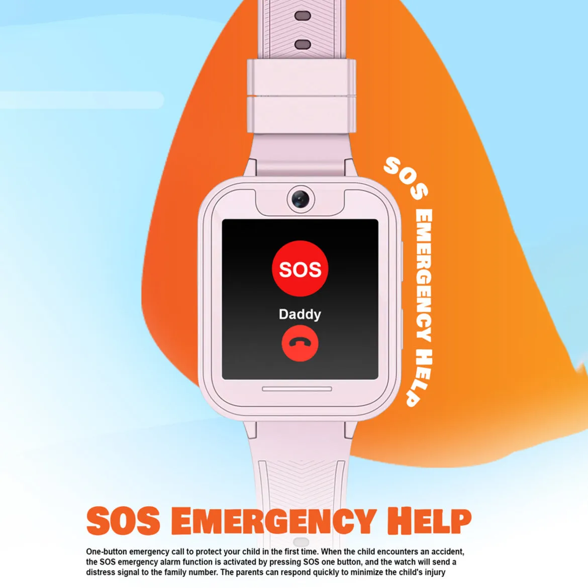 Spiky Gremlin Calling SOS Cameras Multifunction LBS location Tracking Smartwatch - Pink