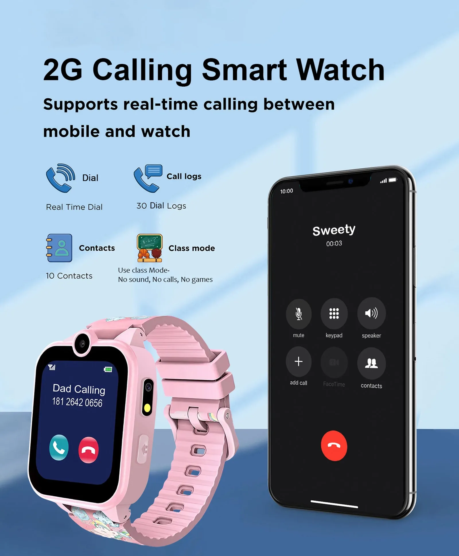 Spiky Griffin Calling Feature Loaded Smartwatch - Pink