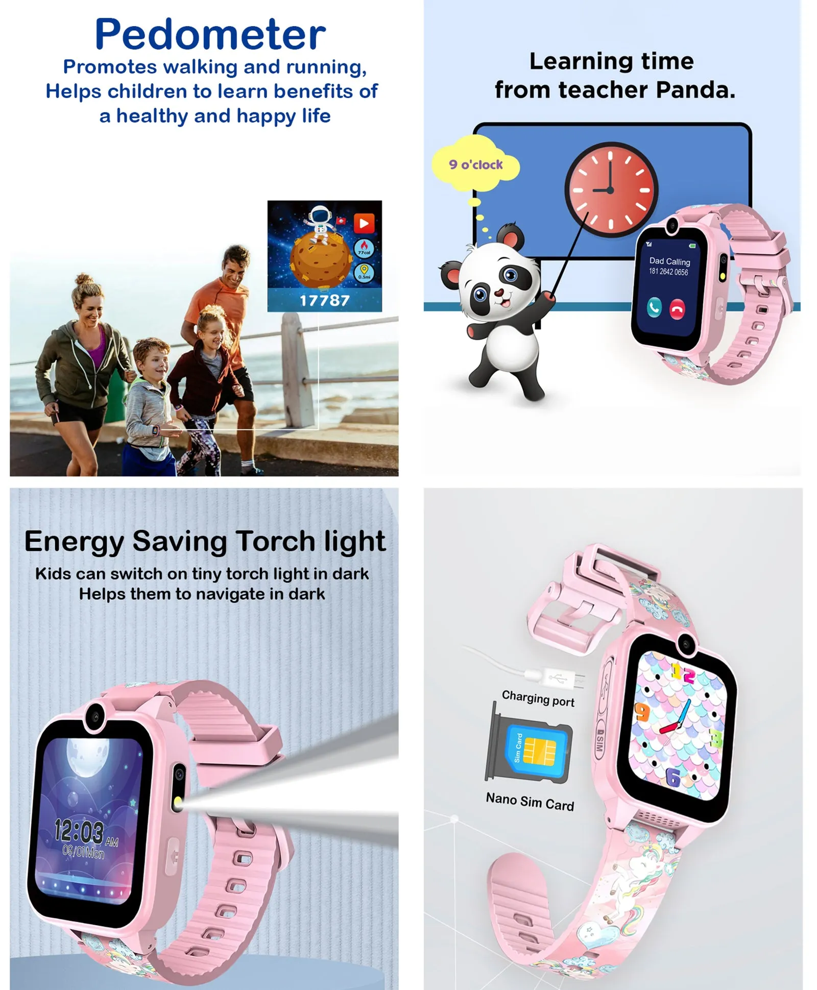 Spiky Griffin Calling Feature Loaded Smartwatch - Pink