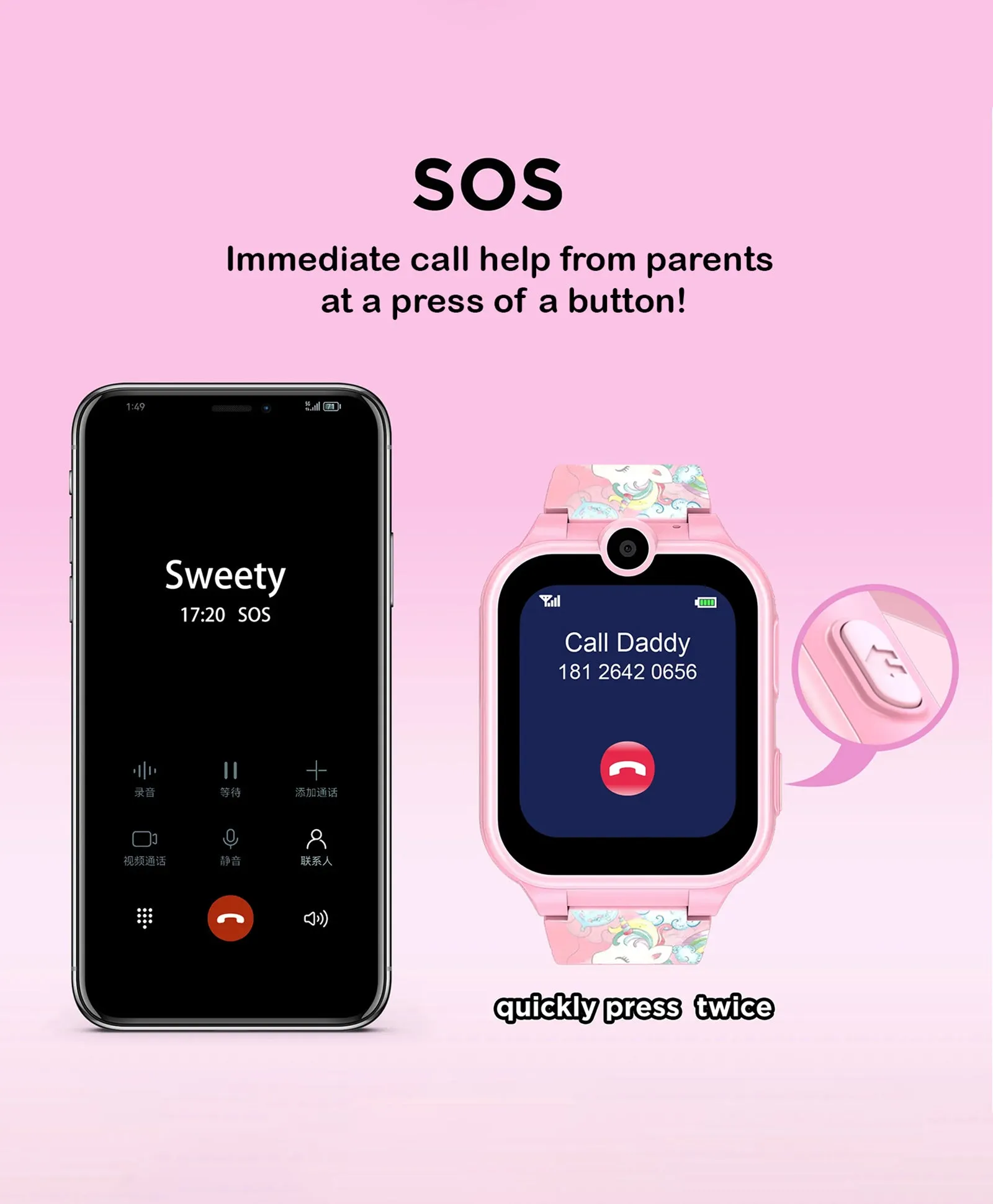 Spiky Griffin Calling Feature Loaded Smartwatch - Pink