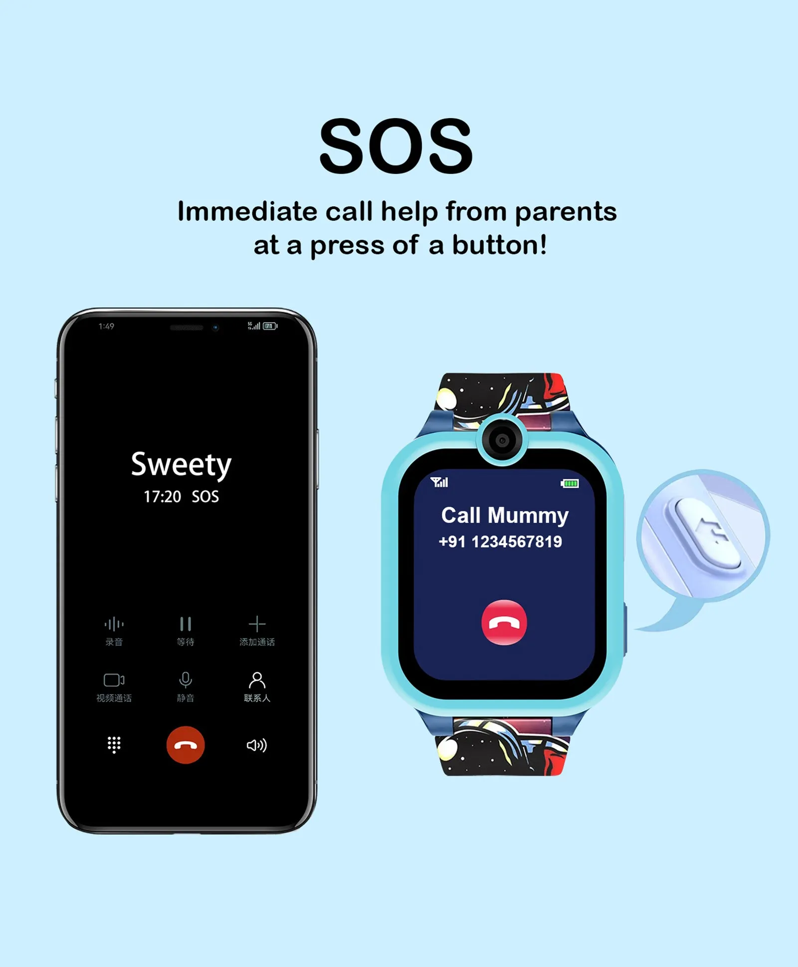 Spiky Griffin Calling Feature Loaded Smartwatch - Pink