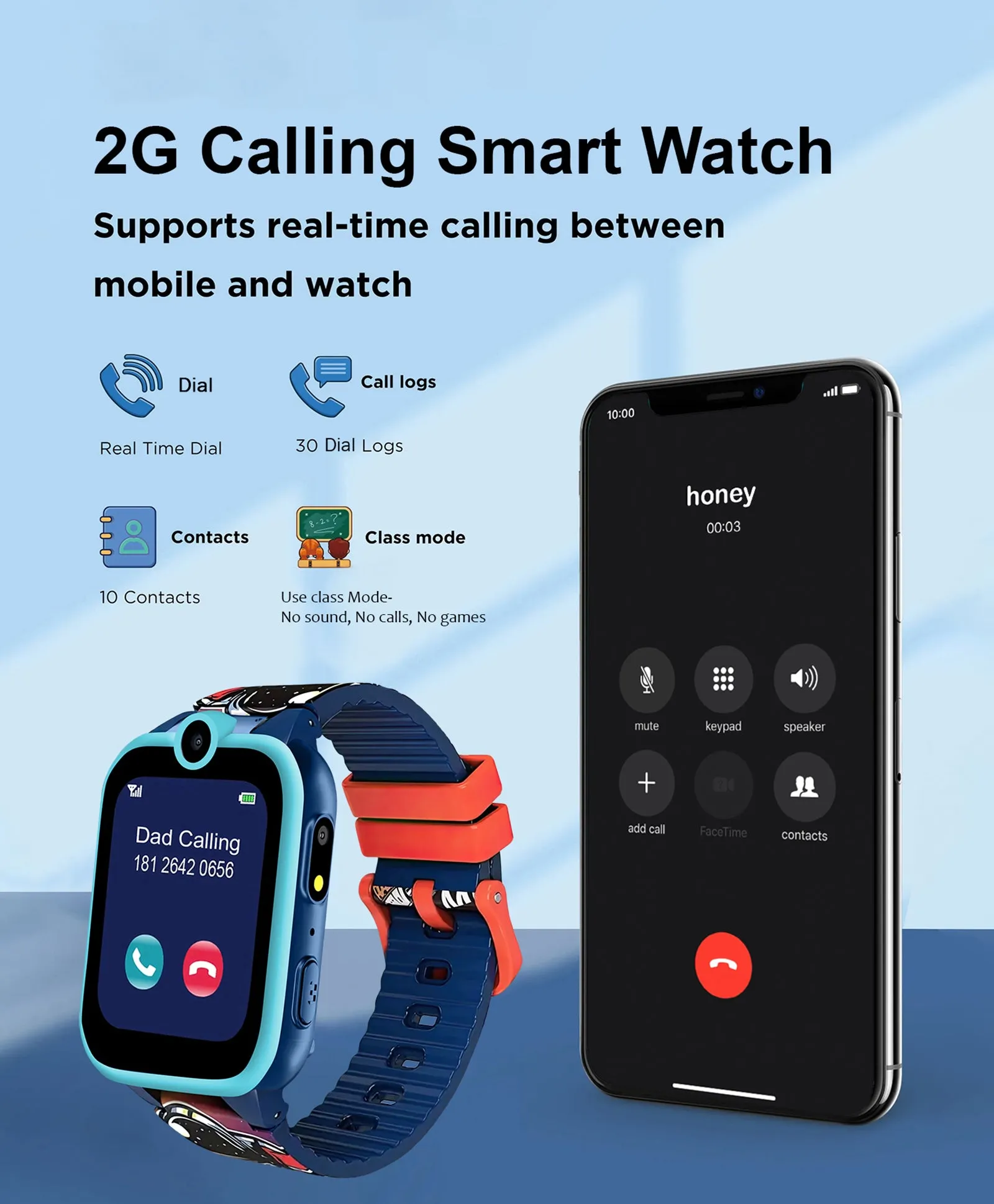 Spiky Griffin Calling Feature Loaded Smartwatch - Pink