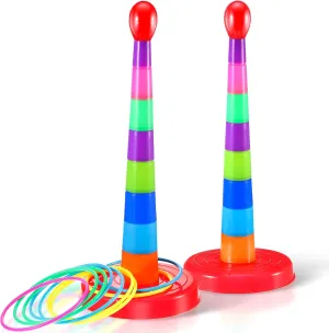 Sumind 2 Sets 18" Colorful Plastic Sport Ring Toss Game Set for Most Ages