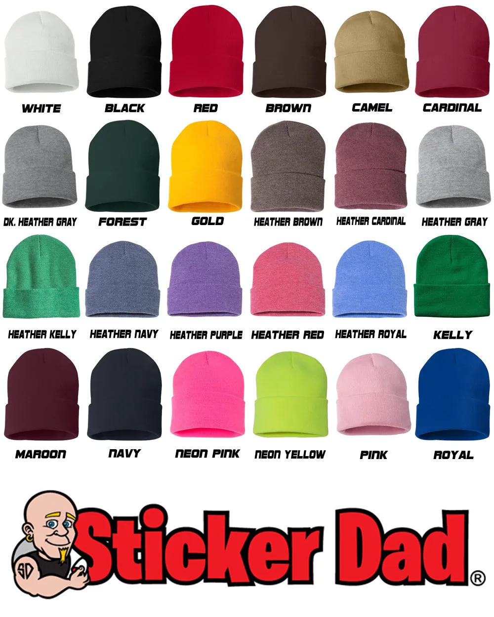 SURPRISE FACE Smile Embroidered Cuffed Beanie Hat