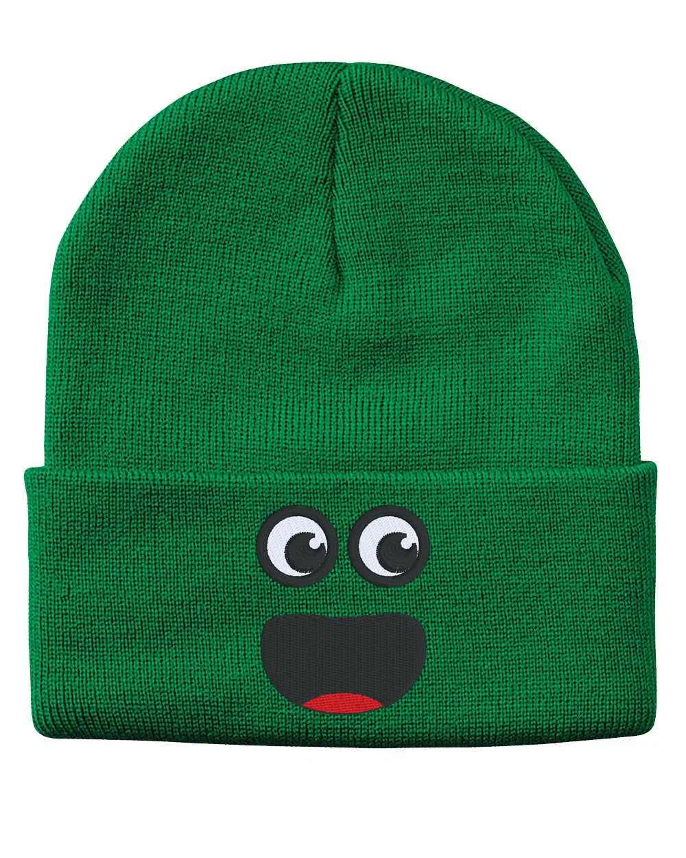 SURPRISE FACE Smile Embroidered Cuffed Beanie Hat