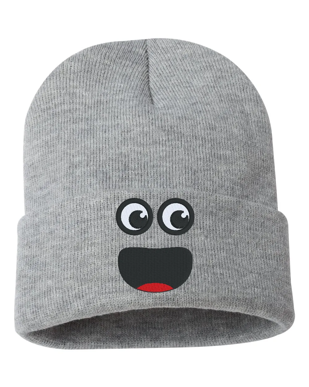 SURPRISE FACE Smile Embroidered Cuffed Beanie Hat