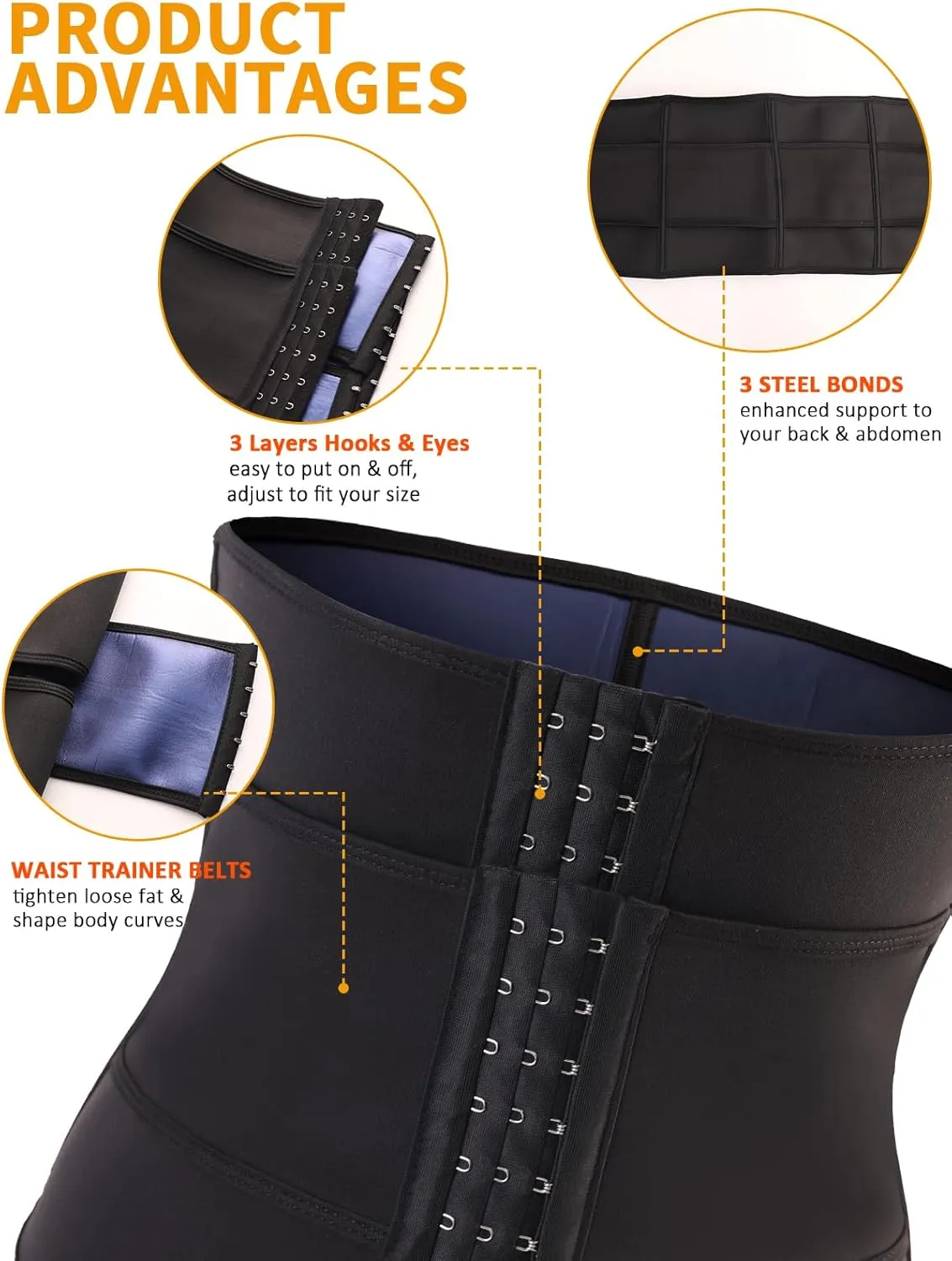 Sweat Waist Trainer for Women Belts Workout Waist Cinchers Trimmer Body Shaper Girdle Workout Sports Sauna Suit