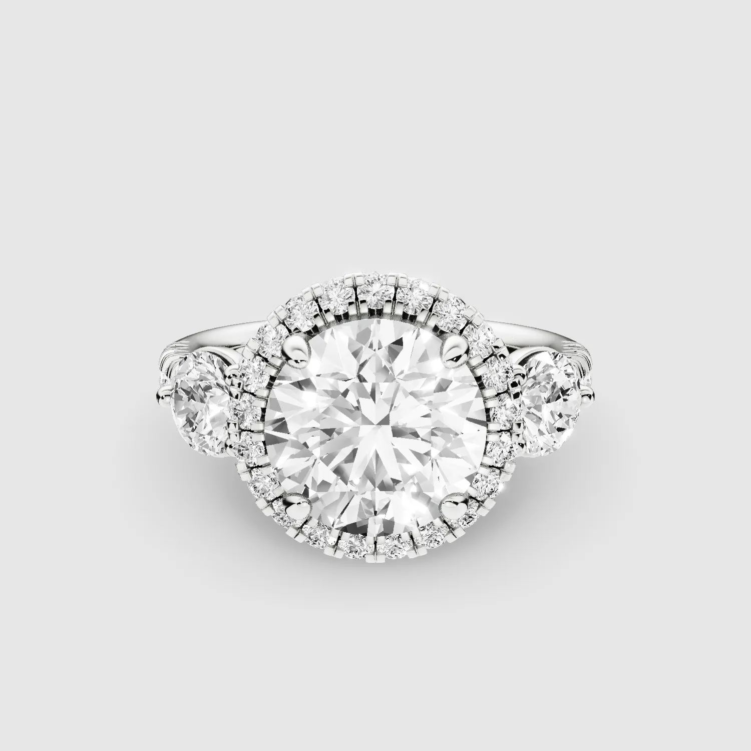 The Trinity Studded Solitaire Ring-Round