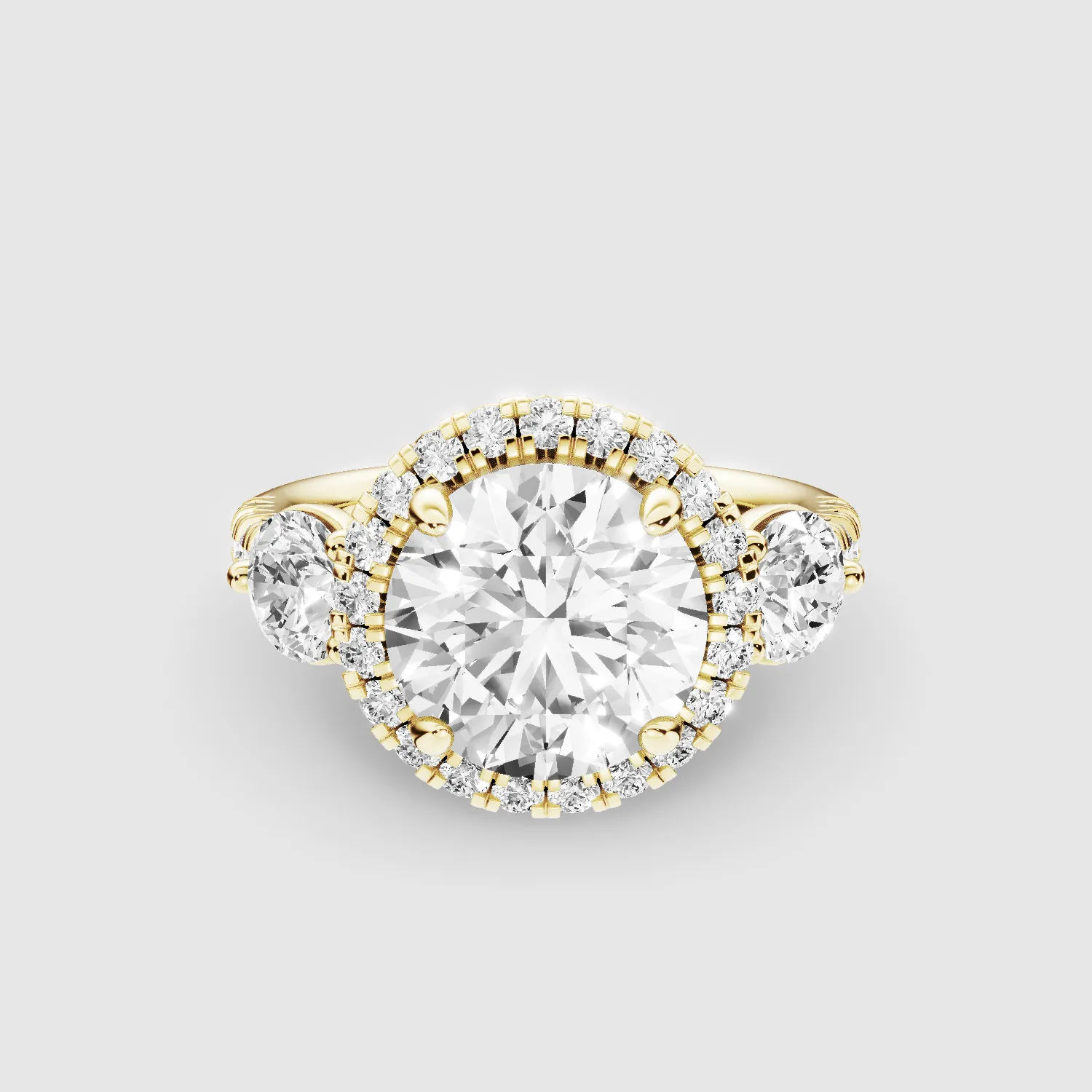 The Trinity Studded Solitaire Ring-Round