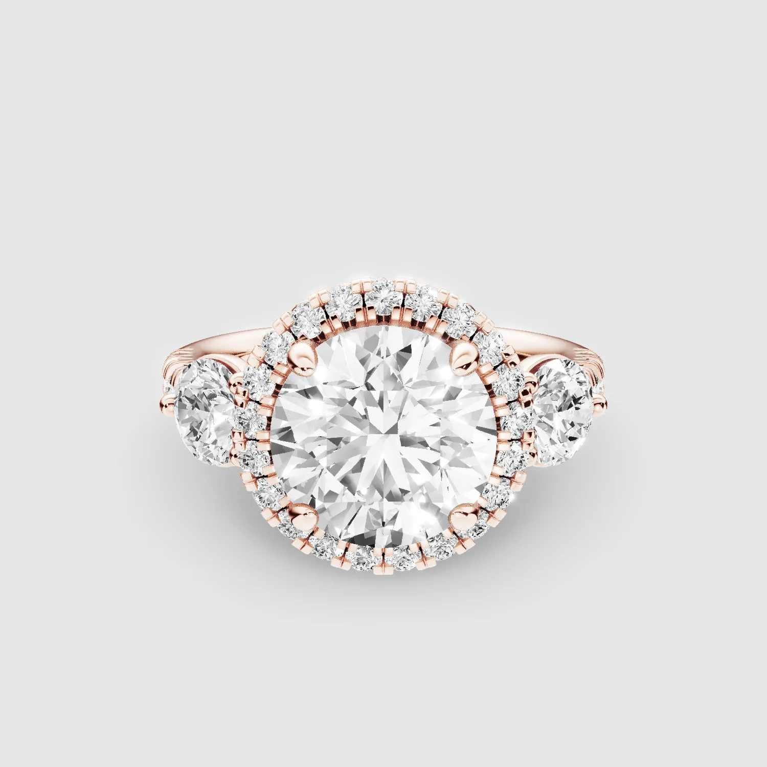 The Trinity Studded Solitaire Ring-Round