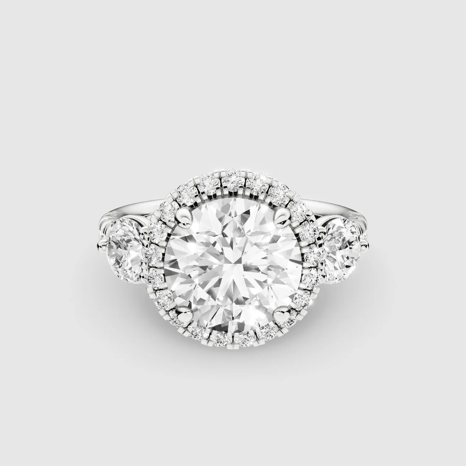 The Trinity Studded Solitaire Ring-Round