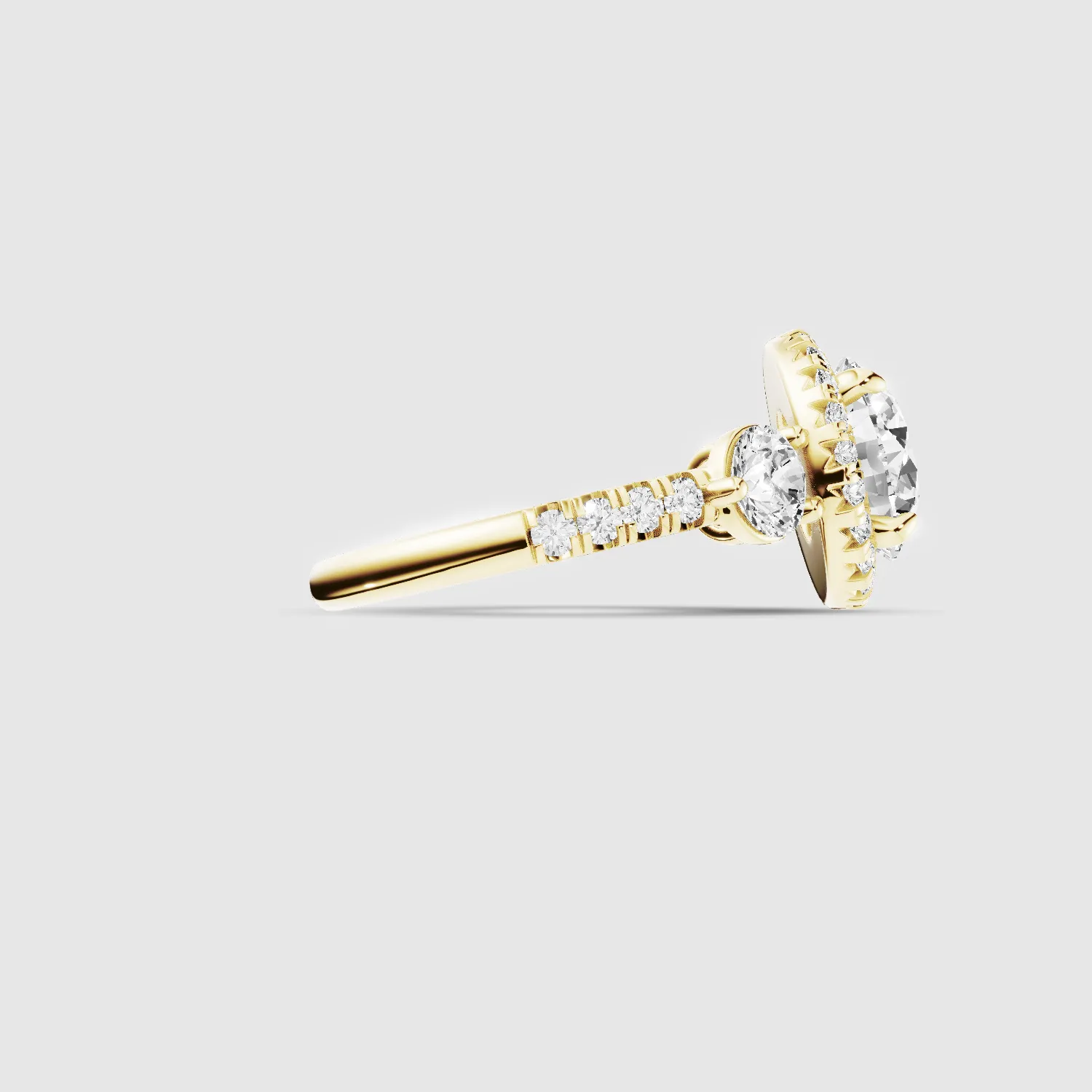 The Trinity Studded Solitaire Ring-Round